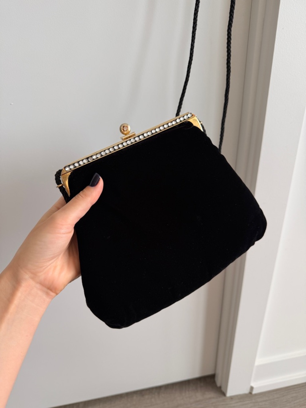 Black Velvet Evening Crossbody Bag